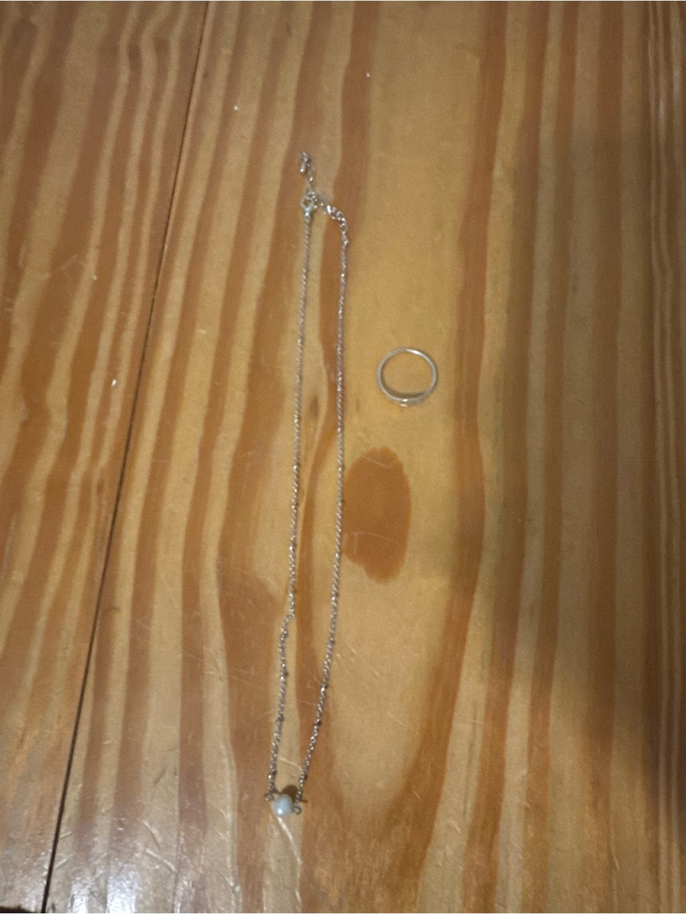 Delicate Silver Pearl Pendant Necklace and Pura Vida ring with sun detail